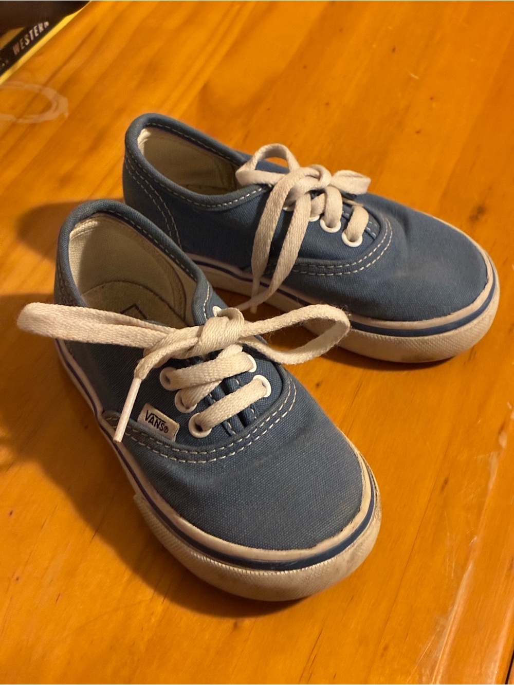 Vans Kids Canvas Lace-Up Sneakers in Blue with White Trim